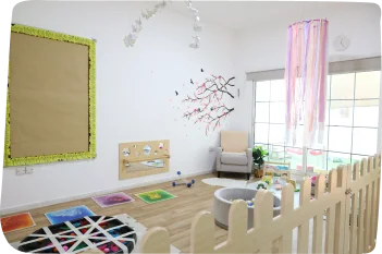 Classrooms at Step By Step Nursery in Umm Suqeim, designed with designated learning areas and open-ended resources for self-directed and teacher-led activities.
