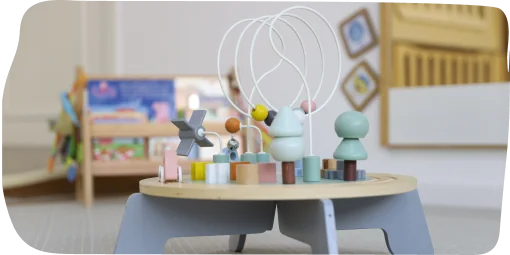 Interactive learning area at Step By Step Nursery in Mirdif, encouraging creativity and authentic learning experiences with well-structured play spaces.